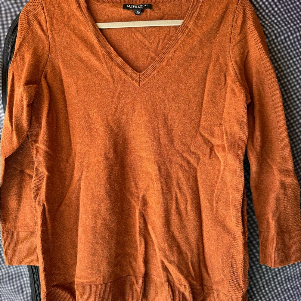 Liverpool V-Neck Sweater in Orange